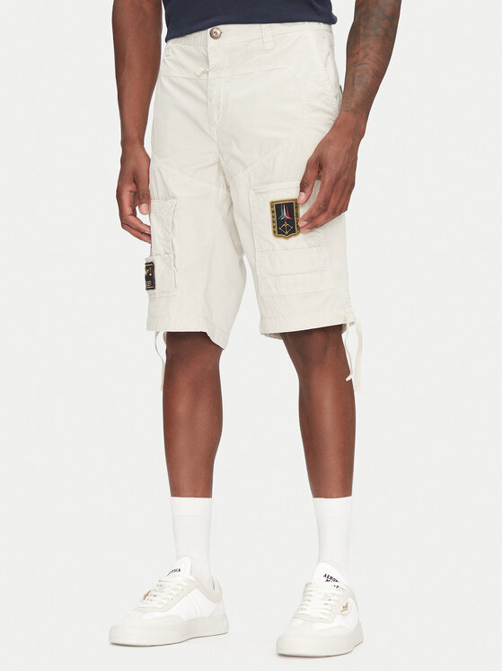 Aeronautica Militare Aeronautica Militare Pantaloncini di tessuto 251BE041CT1122 Écru Regular Fit
