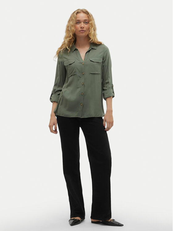 Vero Moda Vero Moda Koszula Bumpy 10275283 Zielony Regular Fit