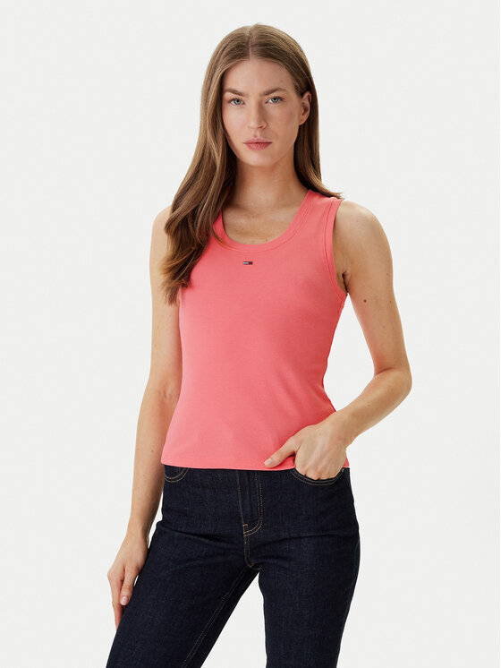 Tommy Jeans Tommy Jeans Top Essential DW0DW20673 Ružová Slim Fit