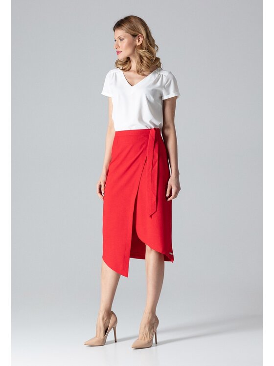 FIGL FIGL Spódnica midi M629 Czerwony Straight Fit