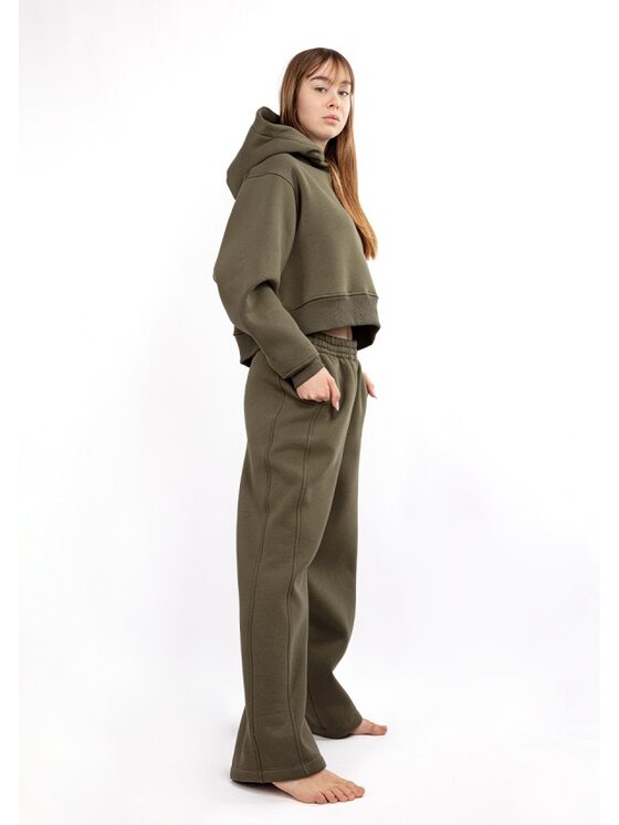 DKaren Sport DKaren Sport Komplet bluza i spodnie materiałowe DK-K-B17 Khaki Classic Fit