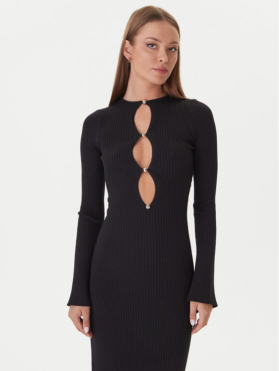 Bardot Bardot Úpletové šaty 59801DB Čierna Slim Fit