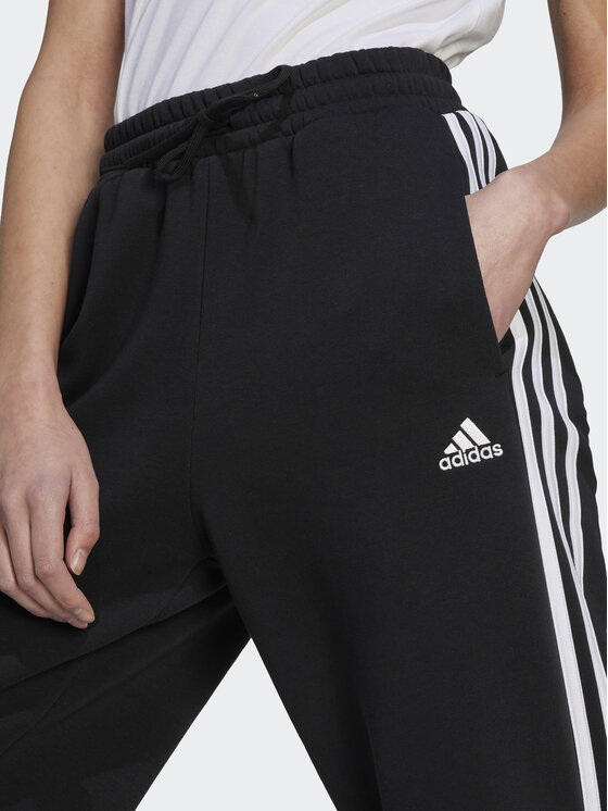 adidas 3-Stripes Open Hem Loose Joggers - Black