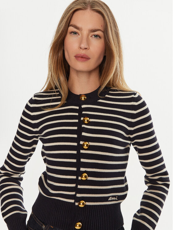 AMI Paris AMI Paris Kardigan FKC039KN0061 Granatowy Regular Fit