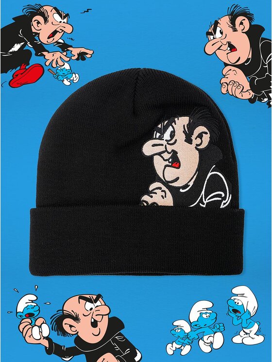 Smerfy Smerfy Czapka Gargamel ciepła na prezent zawijana na czoło Czarny