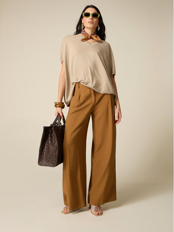 Oltre Oltre Pantaloni di tessuto P009R008933N022 Marrone Baggy Fit