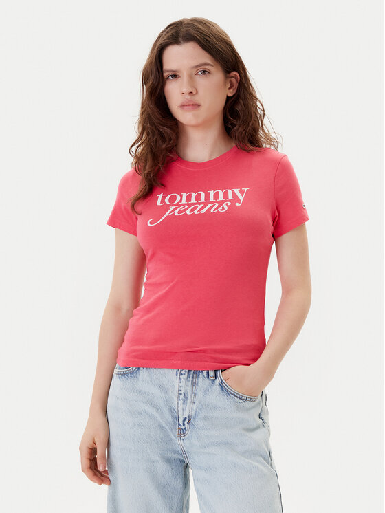 Tommy Jeans Tommy Jeans T-Shirt Essential DW0DW19447 Różowy Slim Fit