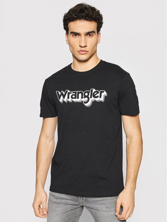 Wrangler T-Shirt Ss Logo Tee W7J4D3100 Czarny Regular Fit