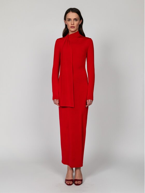 Nudyess Nudyess Sukienka codzienna Almach Maxi Czerwony Fitted Fit