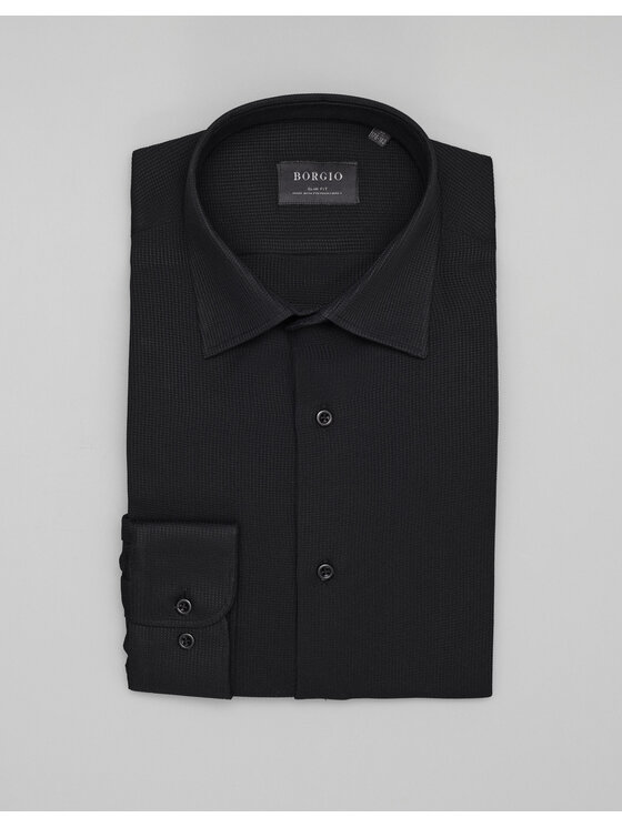 Borgio Borgio Koszula licodia Czarny Slim Fit