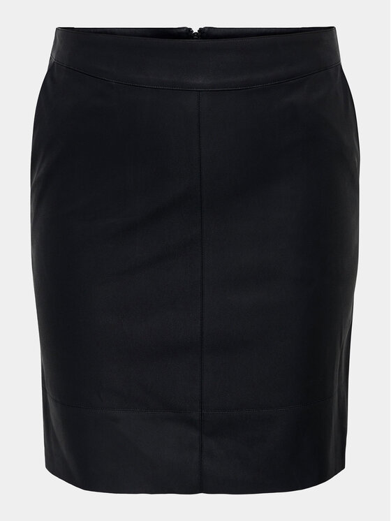 ONLY Carmakoma ONLY Carmakoma Спідниця зі штучної шкіри 15306377 Чорний Slim Fit