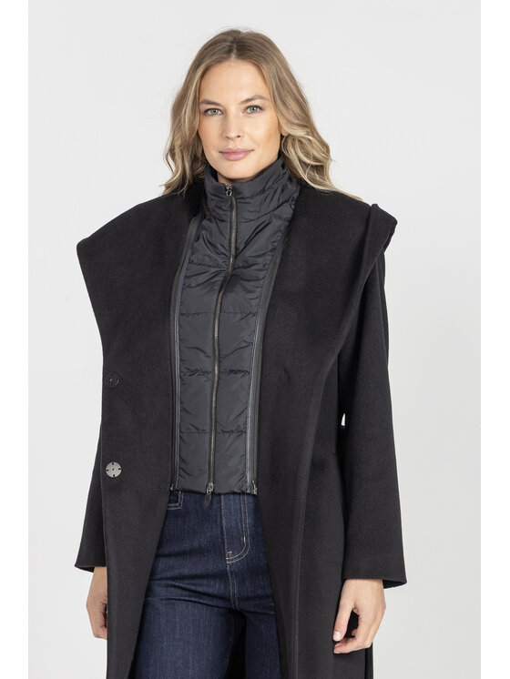 Deni Cler Milano Deni Cler Milano Płaszcz W-DC-8052-E5-B3-90-1 Czarny Regular Fit