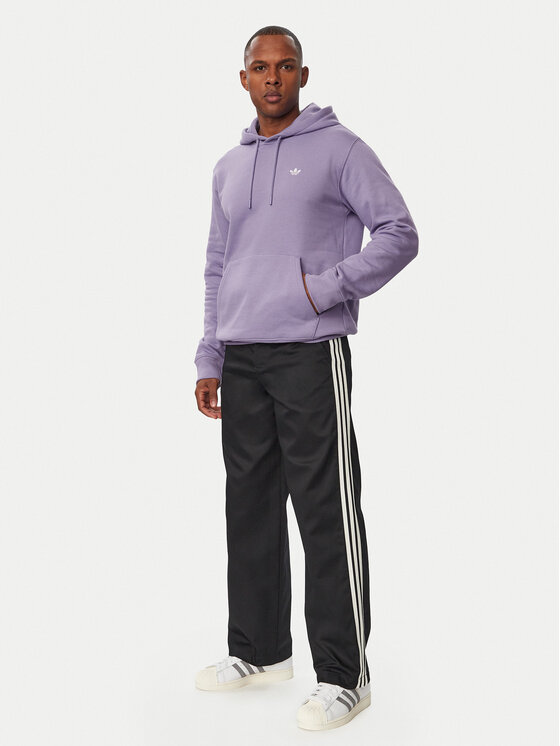 adidas Hlače iz tkanine 3 Stripes Pleated Trousers KE4177 Črna Regular Fit