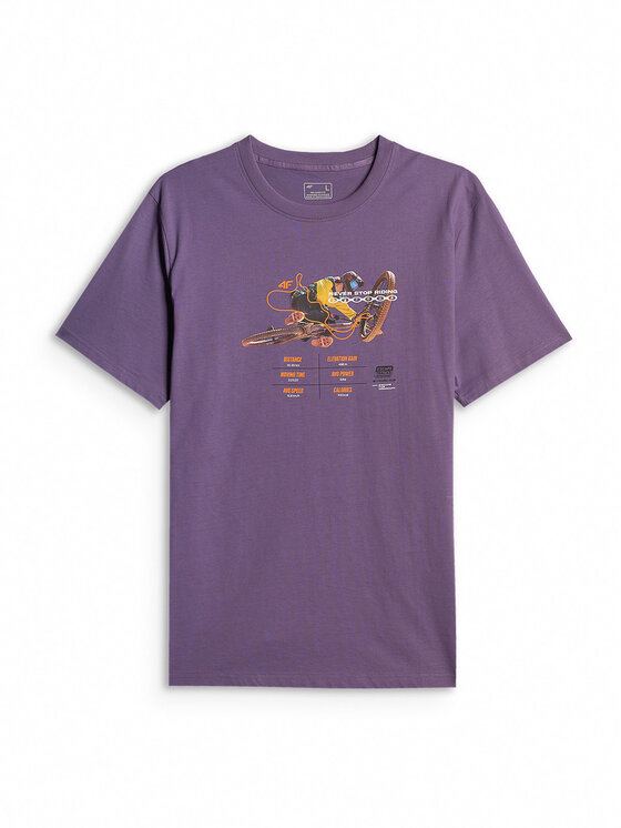 4F 4F T-Shirt WHEEL & WAVE Fioletowy Relaxed Fit