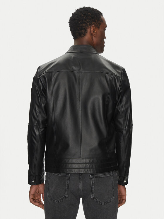 KARL LAGERFELD KARL LAGERFELD Kurtka skórzana 555083 551420 Czarny Regular Fit