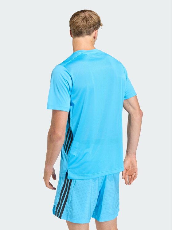 adidas adidas Koszulka techniczna TECH ESSENTIALS WORKOUT 3 STRIPES Niebieski jasny Regular Fit
