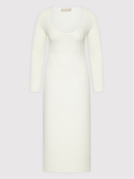 Rinascimento Rinascimento Rochie tricotată CFM0010711003 Alb Slim Fit