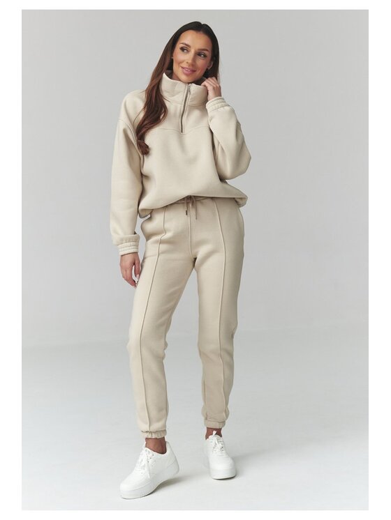 Makadamia Makadamia Dres A13 Beżowy Loose Fit