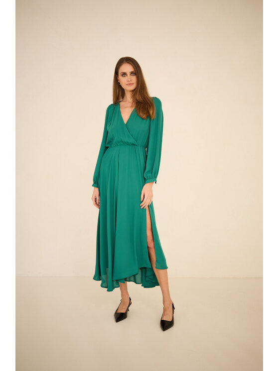 Entelier Entelier Sukienka wieczorowa maxi Zielony Comfortable Fit