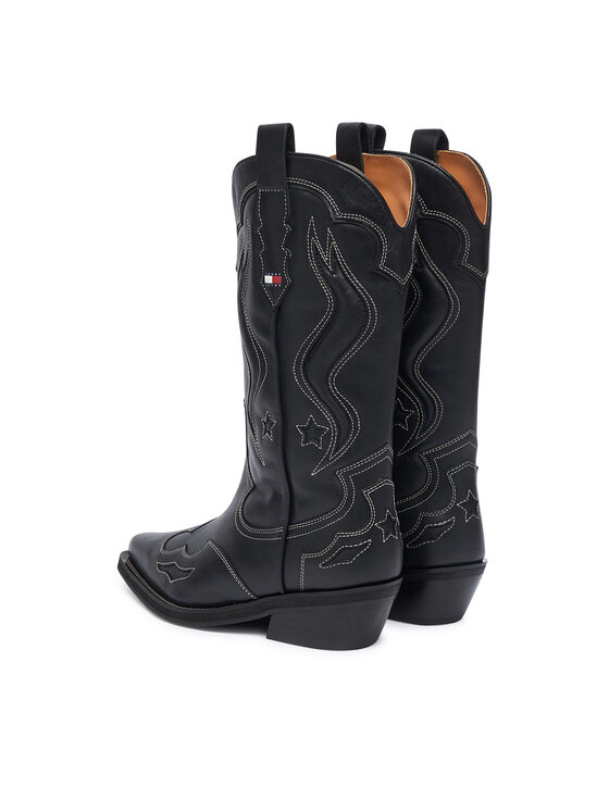Tommy Jeans Tommy Jeans Stivali texani Archive Cowboy Boot Leather EN0EN03046 Nero