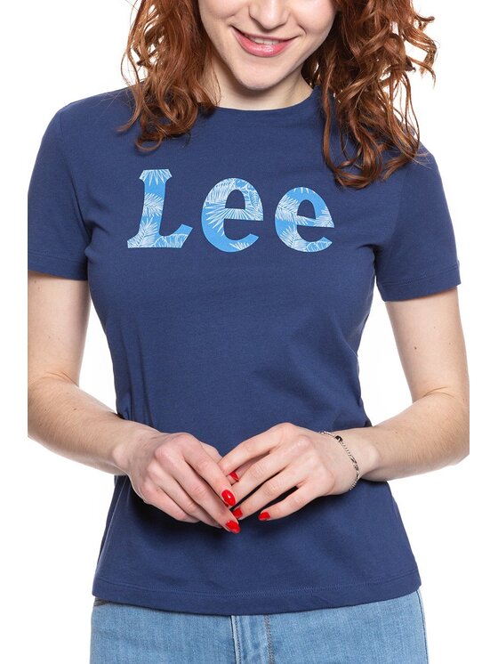 Lee Lee T-Shirt SLIM LOGO TEE Niebieski Slim Fit