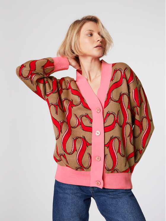 Simple Simple Кардиган SWD514-02 Коричневий Relaxed Fit