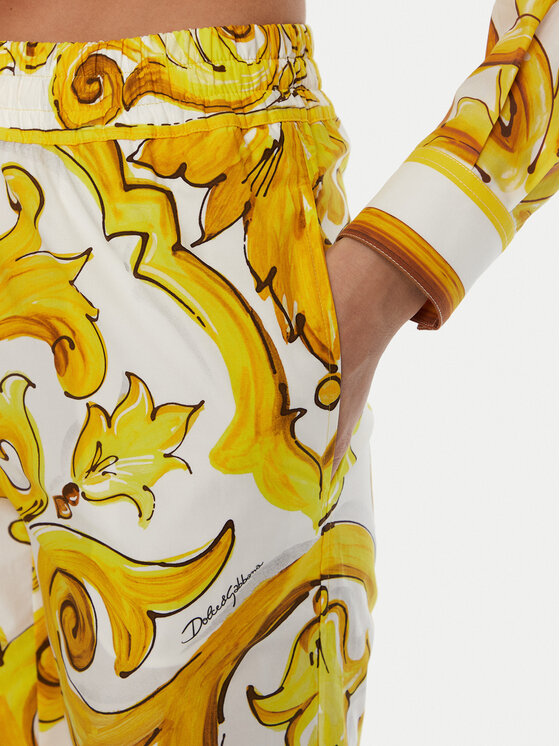 Dolce&Gabbana Dolce&Gabbana Spodnie materiałowe FTC4PT HH5EA Żółty Regular Fit