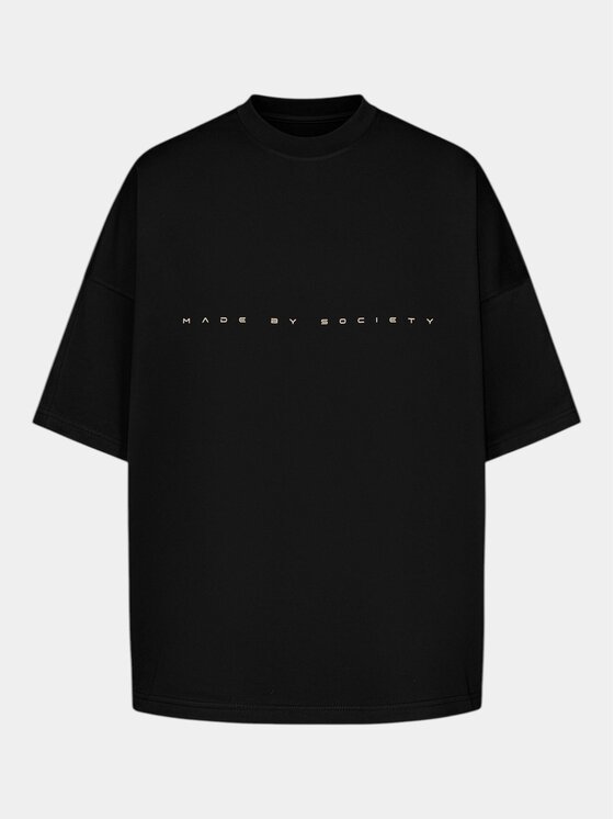 MADE BY SOCIETY MADE BY SOCIETY T-Shirt Tricou Noir Intemporel - T16852 Czarny Basic Fit