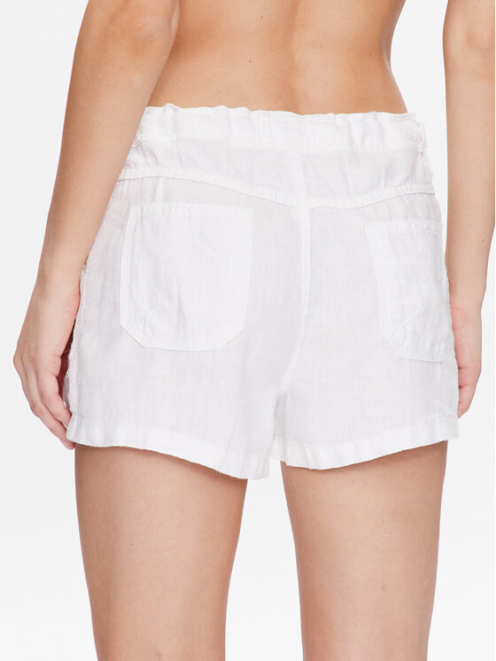 BDG Urban Outfitters BDG Urban Outfitters Шорти от плат BDG LINEN 5 POCKET SHORT 76475557 Бял Fitted Fit