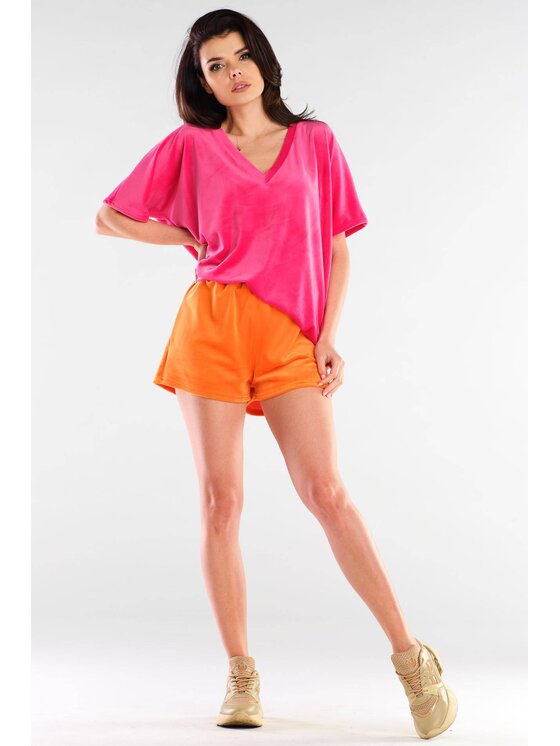Awama Awama Bluzka A416 Różowy Basic Fit