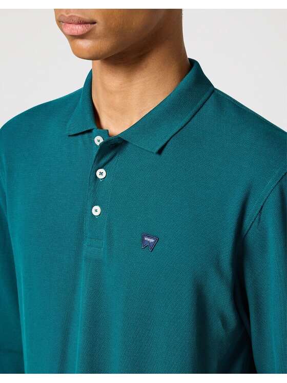 Wrangler Wrangler T-Shirt LS POLO Niebieski Regular Fit