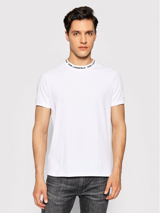 KARL LAGERFELD T-Shirt Crewneck 755022 511221 Biały Slim Fit