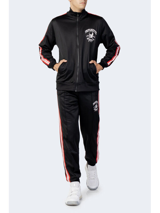 Triplosette 777 Triplosette 777 Pantalone da abito STAMPA LOGO CON BANDA LATERALE Nero Regular Fit