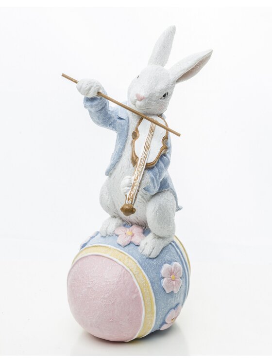 MIAhome MIAhome Figurka królik MUZYK 31,5x10x10 cm SKRZYPEK Kolorowy