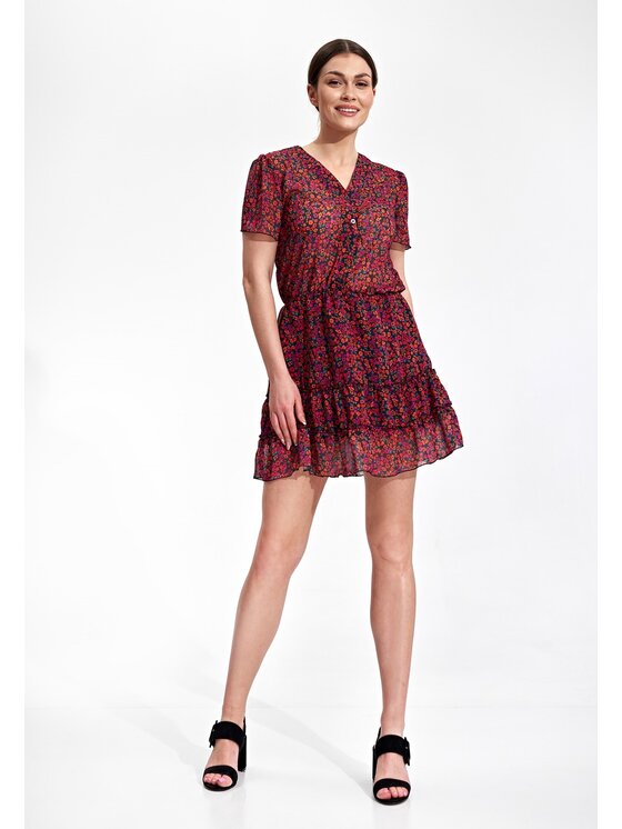 FIGL FIGL Sukienka M862 Bordowy Regular Fit