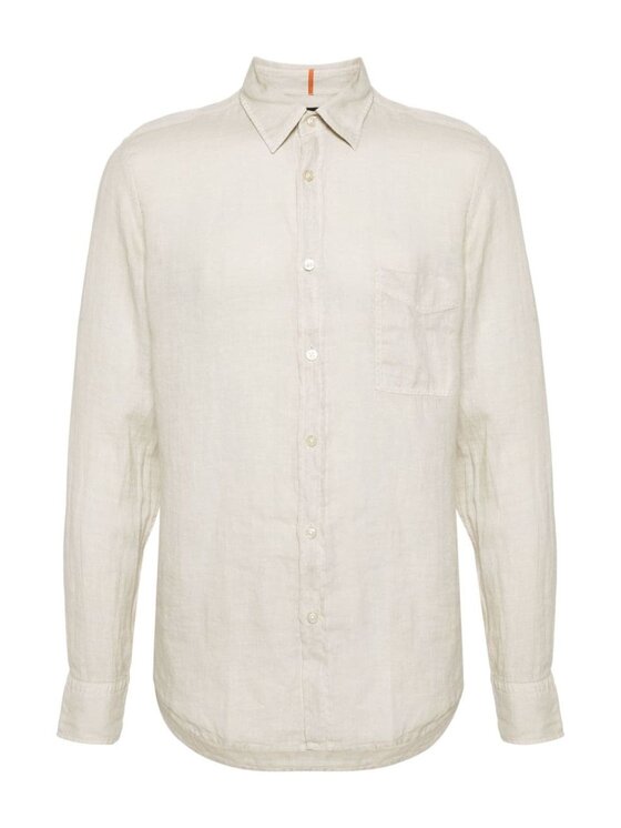 BOSS Boss Camicia Camicia in Lino Beige Regular Fit