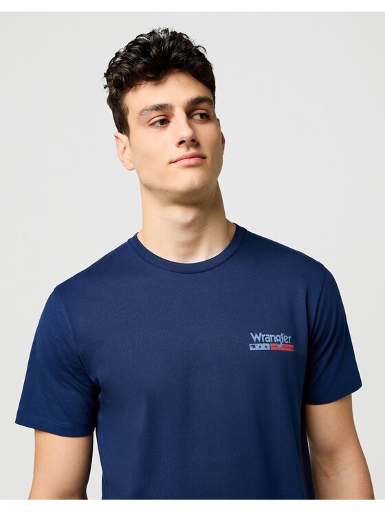 Wrangler Wrangler T-Shirt SMALL AMERICANA TEE Niebieski Regular Fit