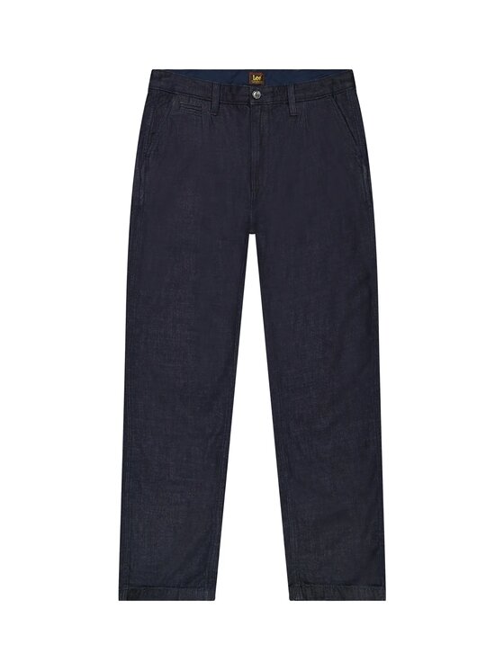 Lee Lee Spodnie materiałowe PLEATED CHINO Granatowy Straight Fit