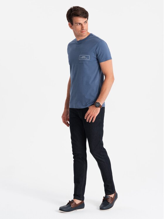 Ombre Ombre T-Shirt OM-TSCT-0108 Tmavomodrá Regular Fit