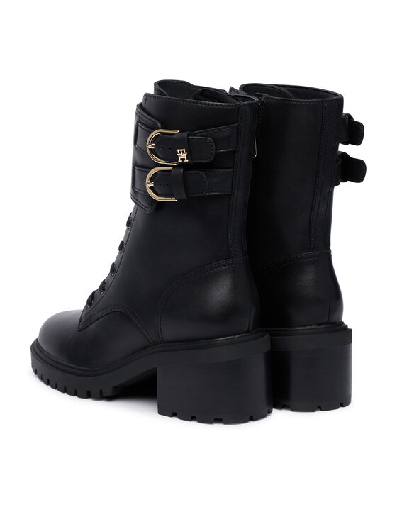 Tommy Hilfiger Tommy Hilfiger Ghete Block Heel Buckled Lace-Up Boot FW0FW09578 Negru