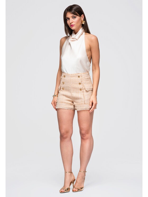 Ombre Ombre Szorty materiałowe OW-ST-E0002 Brązowy Basic Fit