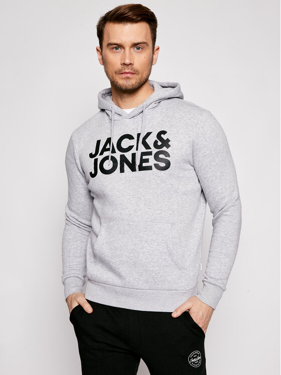 Jack&Jones Džemperis ar kapuci Corp Logo 12152840 Pelēks Regular Fit