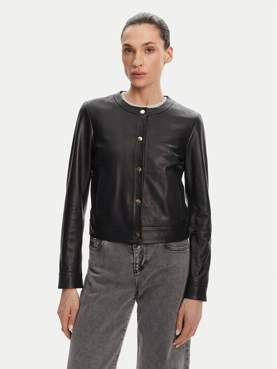 Serge Pariente Serge Pariente Usnjena jakna Marion Črna Slim Fit