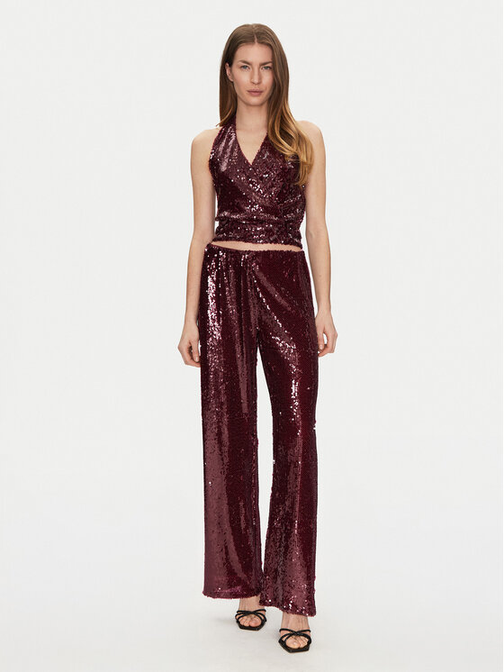 Haveone Haveone Hlače iz tkanine PGE-M236 Bordo rdeča Regular Fit