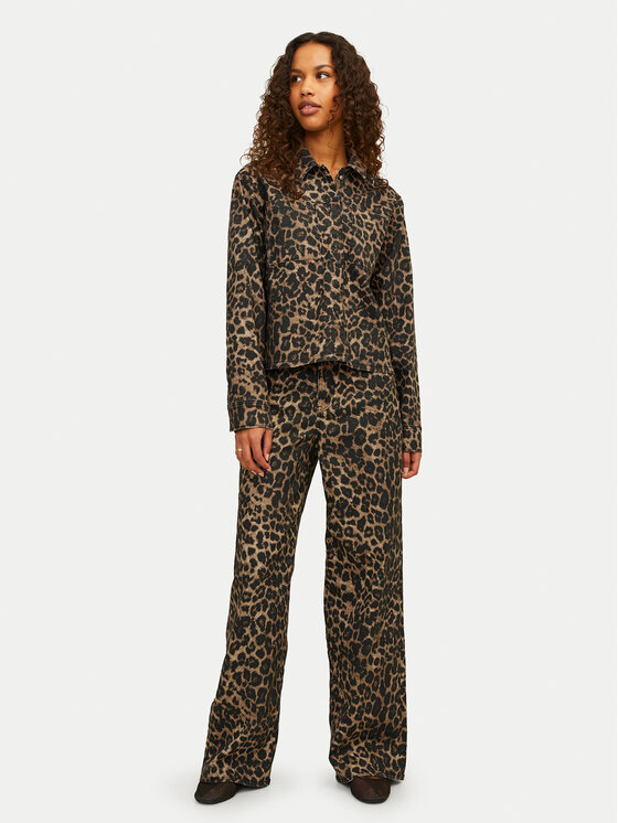 JJXX JJXX Kalhoty z materiálu Sarah 12273087 Hnědá Wide Leg