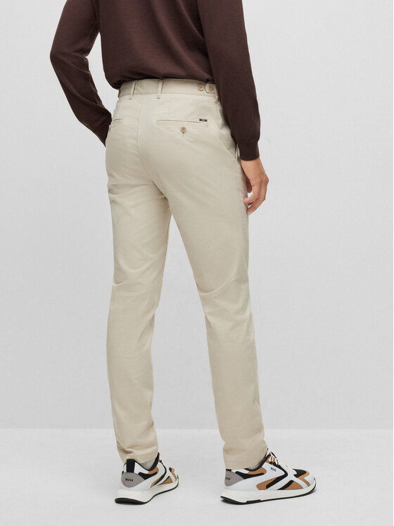 BOSS Boss Bavlnené nohavice C_Genius 50485076 Béžová Slim Fit