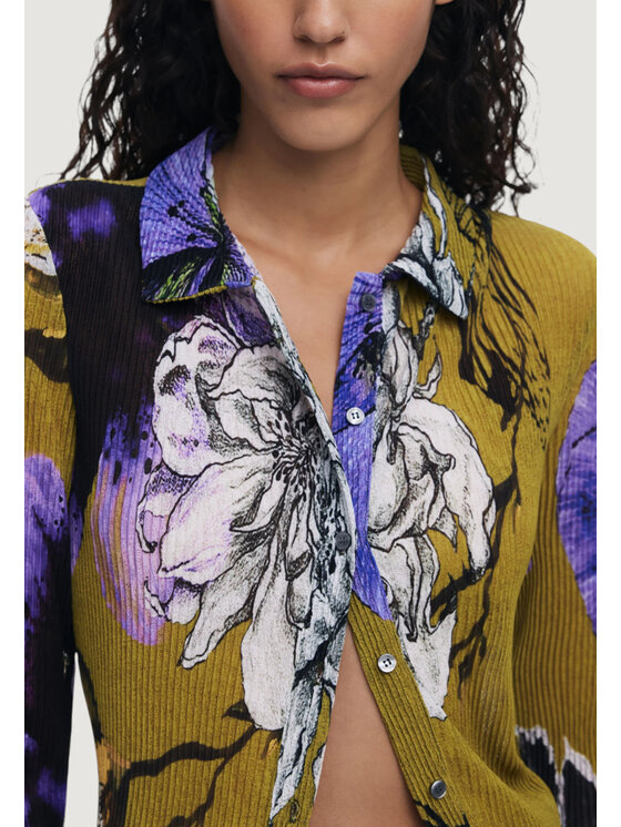Desigual Desigual Camicia TS_TULLEFLOWER_L Verde Casual Fit