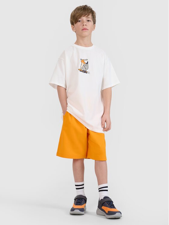 4F 4F T-Shirt 4FJRSS25TTSHM2641-11S Biały Oversize