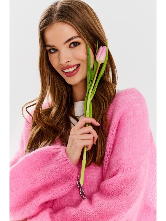 NAOKO NAOKO Sweter Bubblegum Różowy Oversize