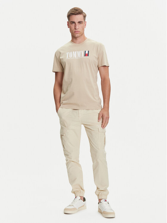 Tommy Jeans Tommy Jeans Tričko Dna Flag DM0DM21941 Béžová Regular Fit